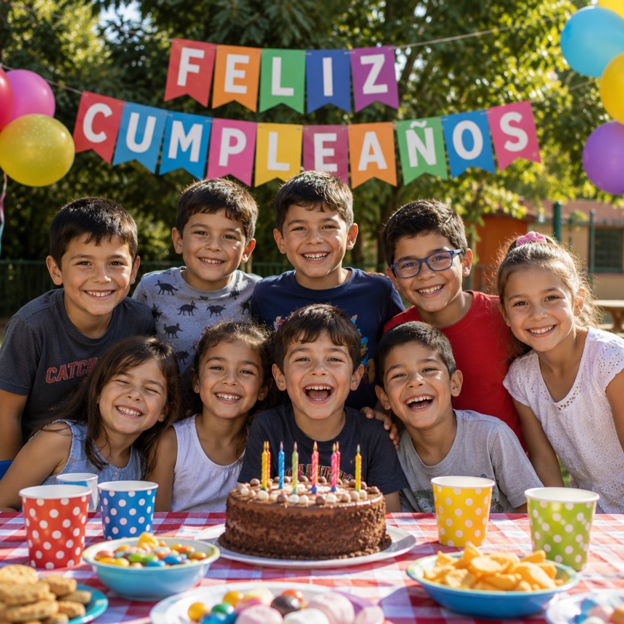 Niños celebrando un cumpleaños en Parque Lonquén